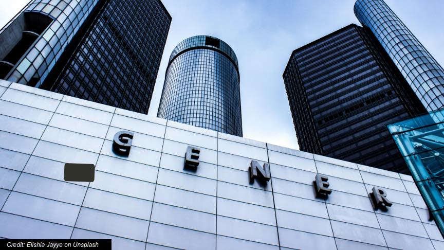 The General Motors sign on the Renaissance Center